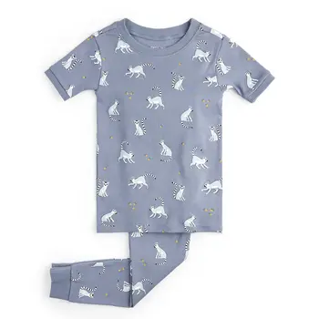 Petit Lem Ensemble pyjama bleu à imprimé de lémur