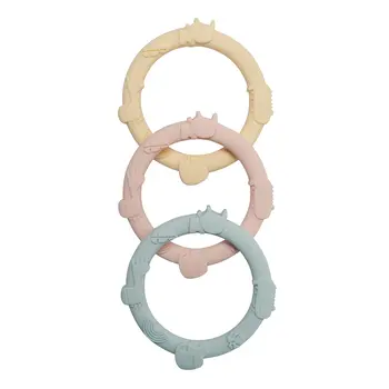 Loulou Lollipop Jouet de dentition en silicone - ring set - pastel
