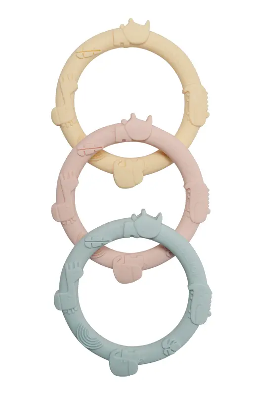 Loulou Lollipop Silicone teether - ring set - pastel