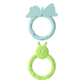 Loulou Lollipop Jouet de dentition en silicone - ring set - caterpillar and butterfly