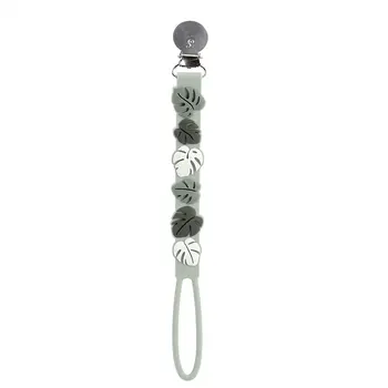 Loulou Lollipop Silicone beadless pacifier clip - monstera