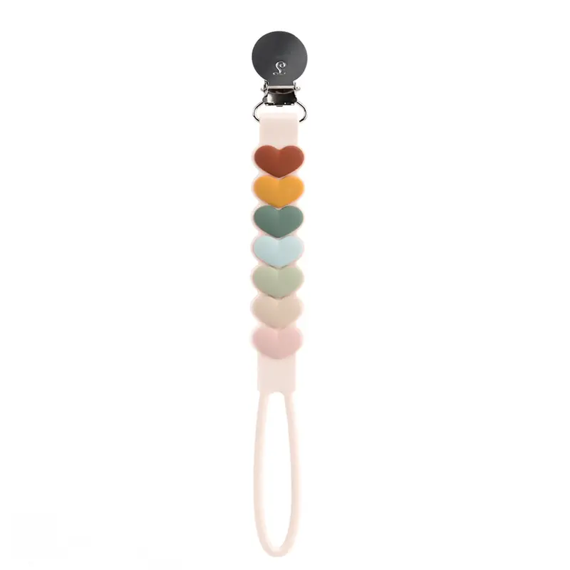 Loulou Lollipop Silicone beadless pacifier clip - sweetheart multi