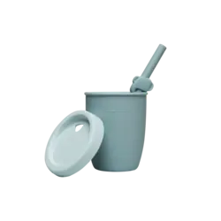 Loulou Lollipop Silicone cup with lid and straw - elephant