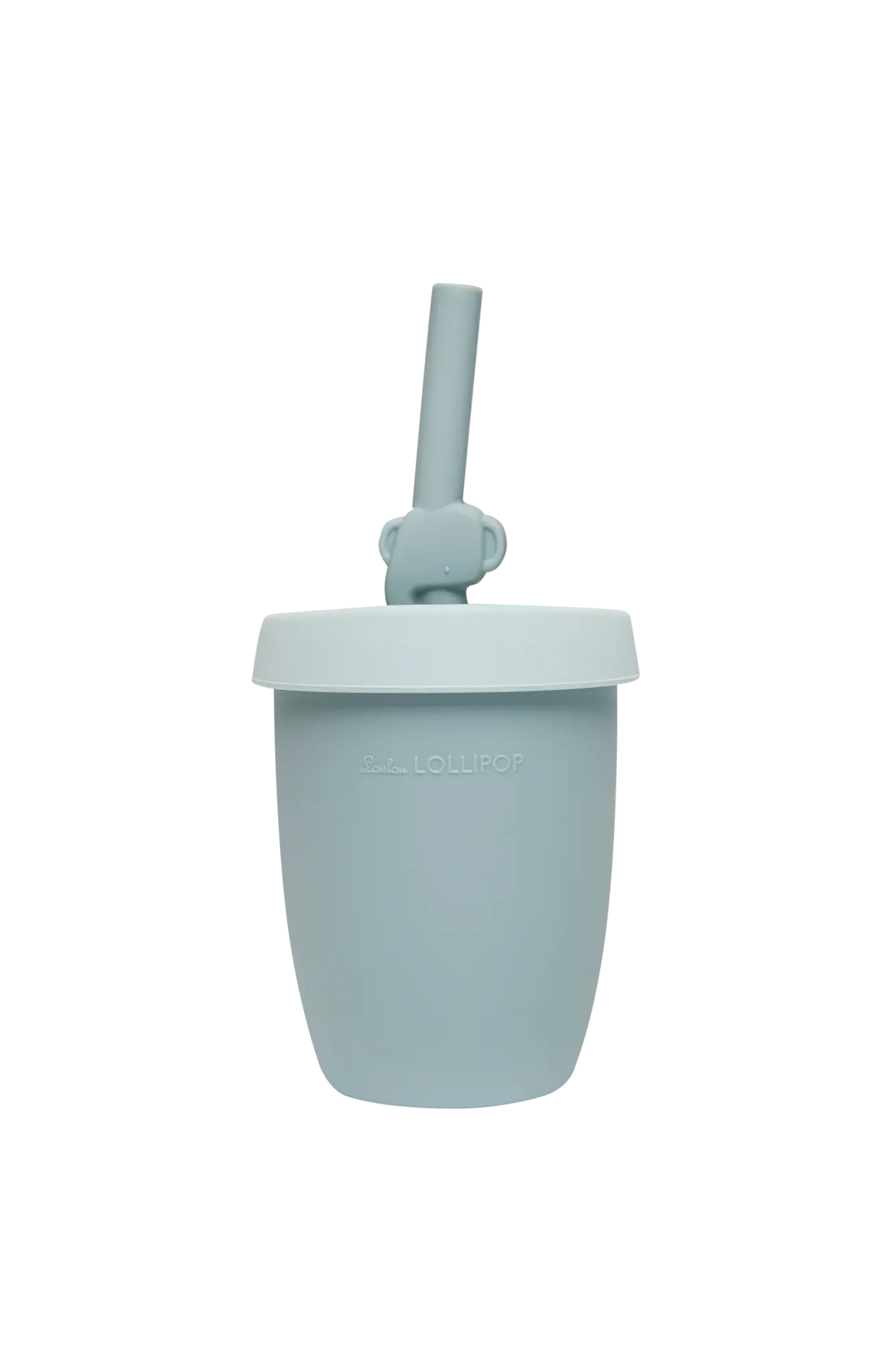 Loulou Lollipop Silicone cup with lid and straw - elephant
