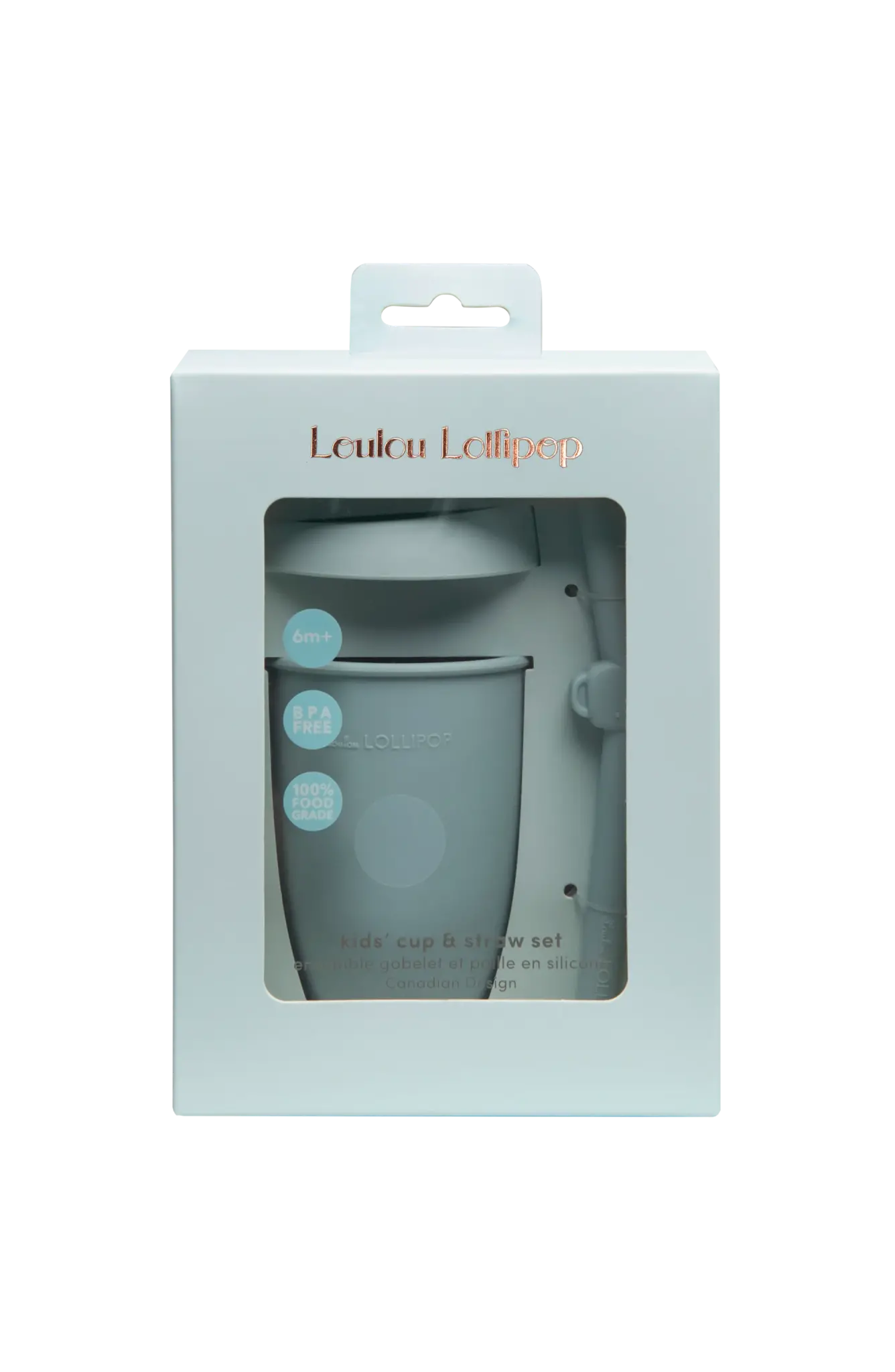 Loulou Lollipop Silicone cup with lid and straw - elephant