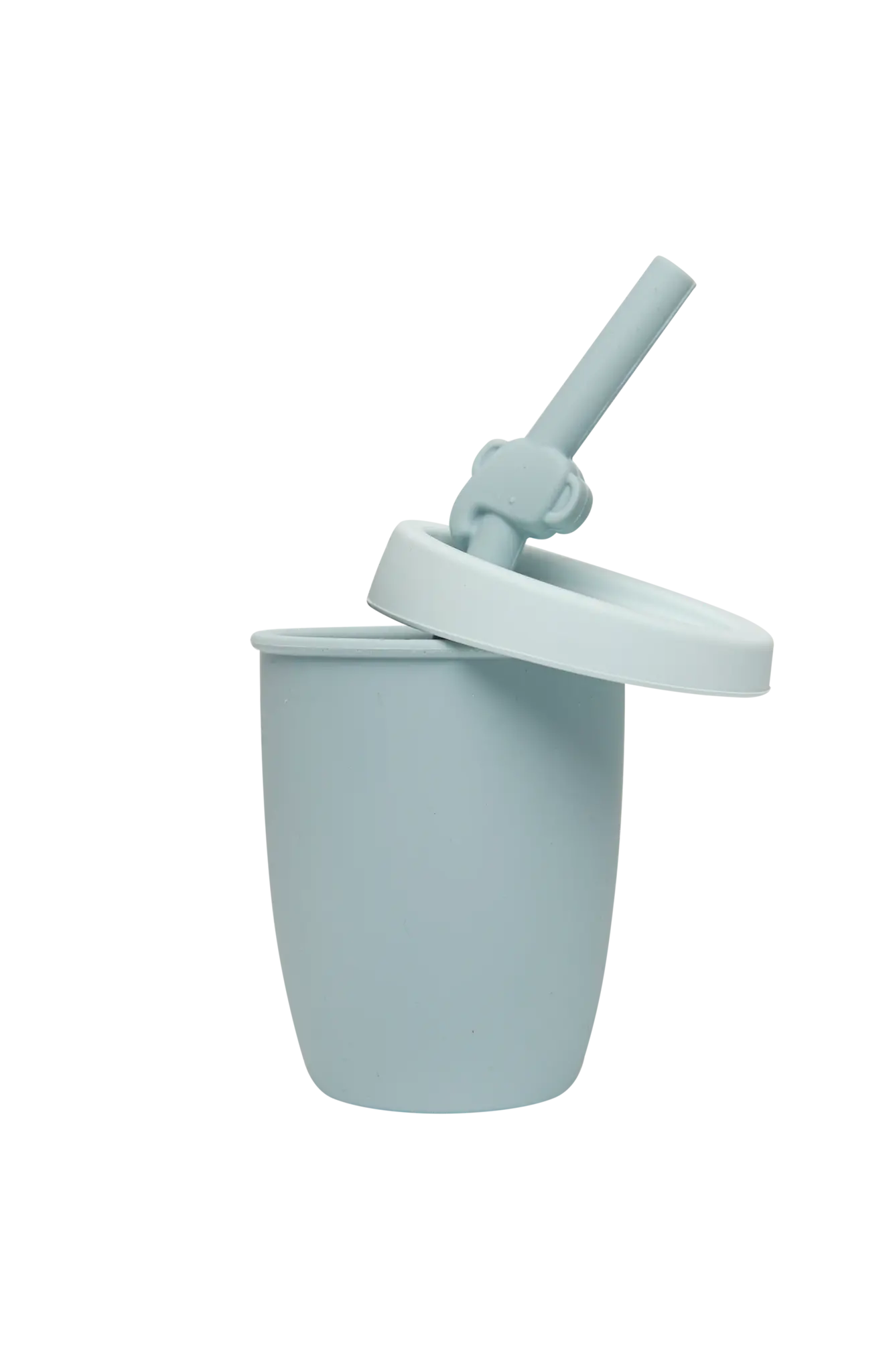 Loulou Lollipop Silicone cup with lid and straw - elephant