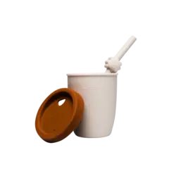 Loulou Lollipop Silicone cup with lid and straw - lion