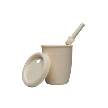 Loulou Lollipop Silicone cup with lid and straw - Llama