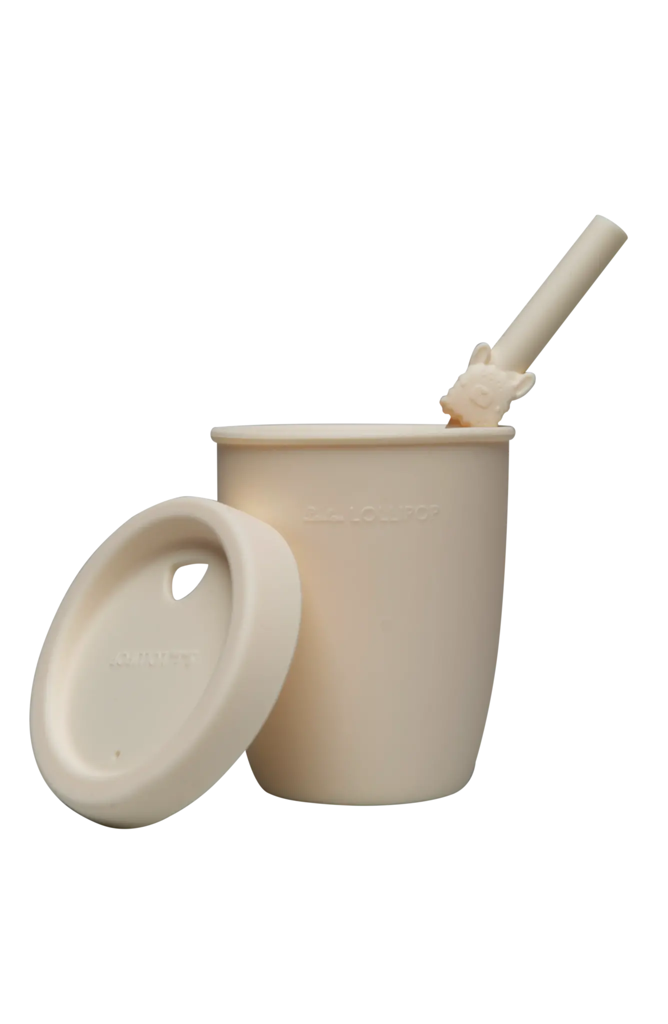 Loulou Lollipop Silicone cup with lid and straw - Llama