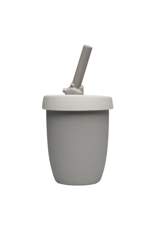 Loulou Lollipop Silicone cup with lid and straw - rhino