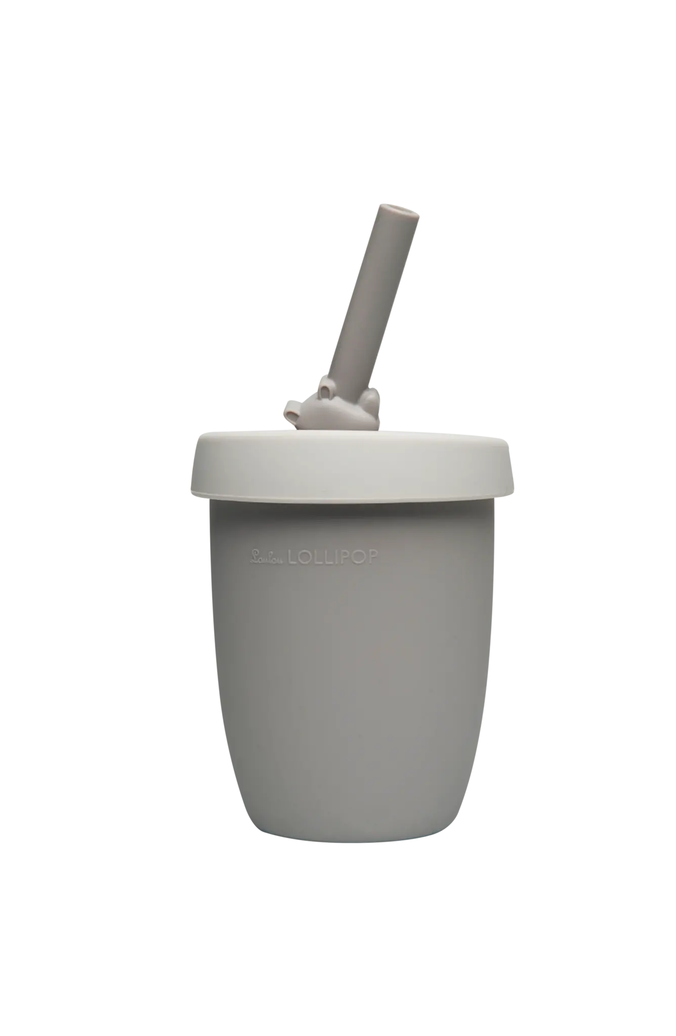 Loulou Lollipop Silicone cup with lid and straw - rhino