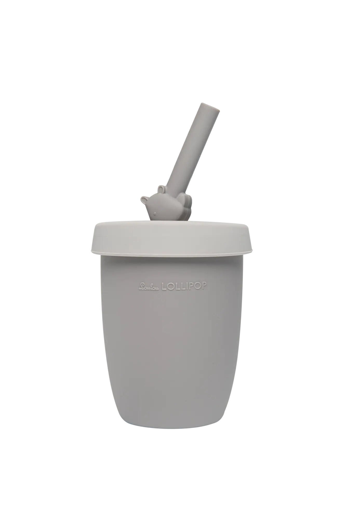 Loulou Lollipop Silicone cup with lid and straw - rhino