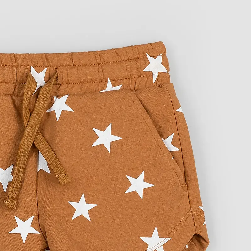 Miles the label Star Spangled Print on Bronze Girls' Terry Shorts