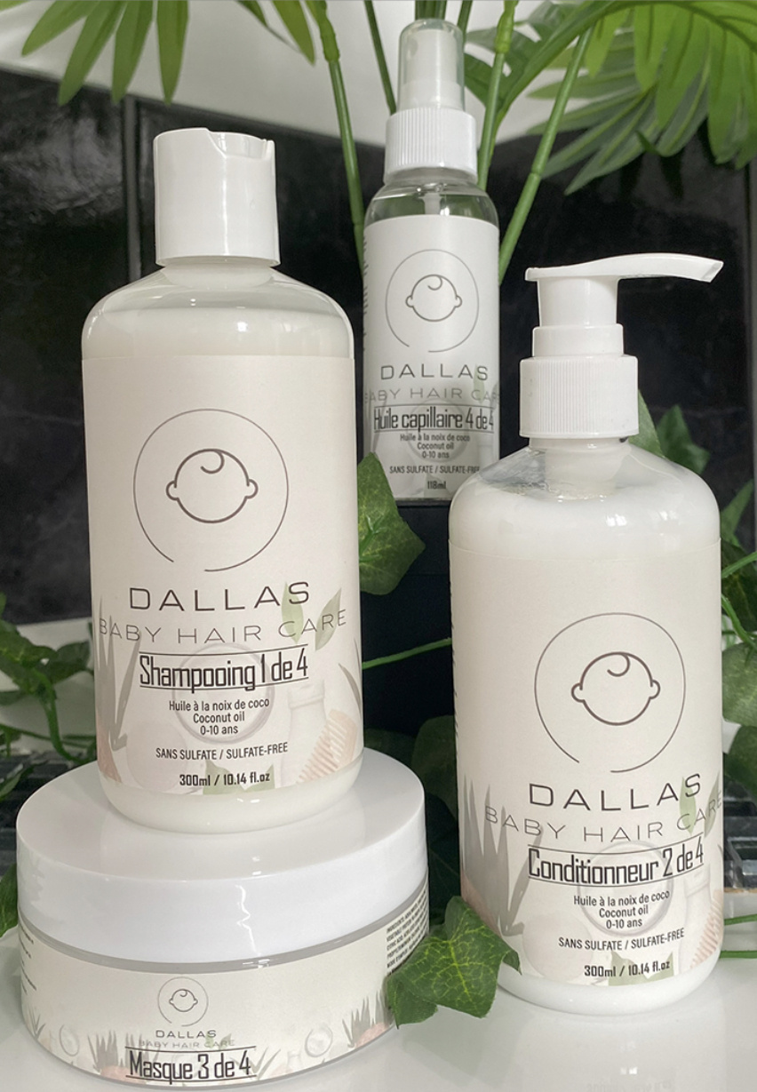 Dallas Baby Hair Care Kit Complet Shampooing, Conditionneur, Masque, Huile capillaire 0-10 ans