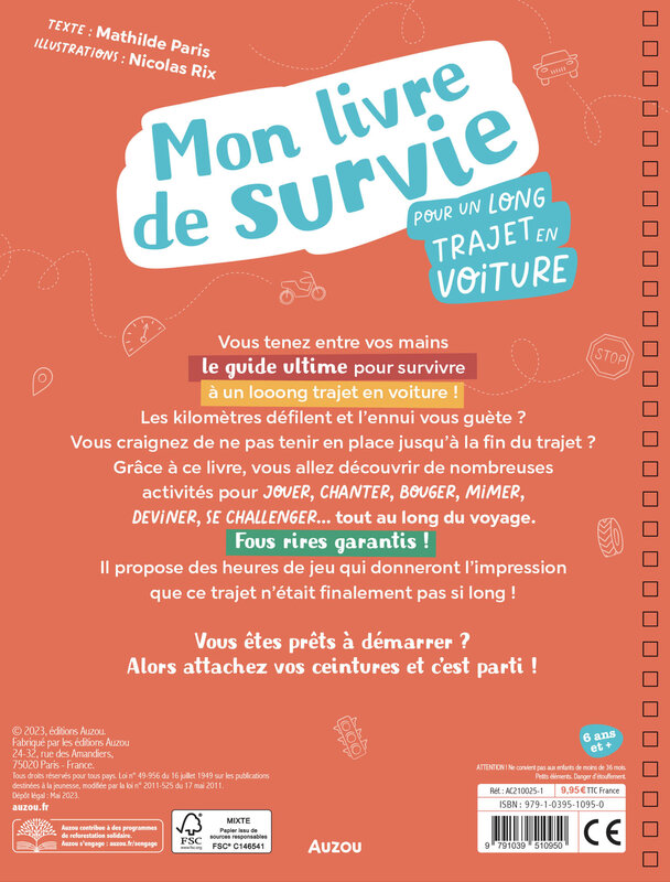 Auzou Mon livre de survie pour un long trajet en voiture