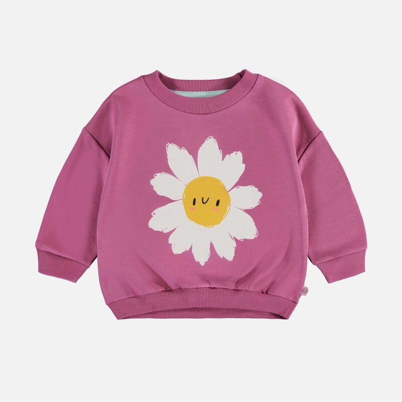 Souris Mini RED-VIOLET LONG SLEEVES SWEATER WITH MARGUERITE IN FRENCH TERRY (2-3 Y)