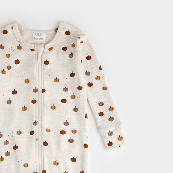 Petit Lem Pumpkin Print on Heathered Oatmeal Convertible Sleeper