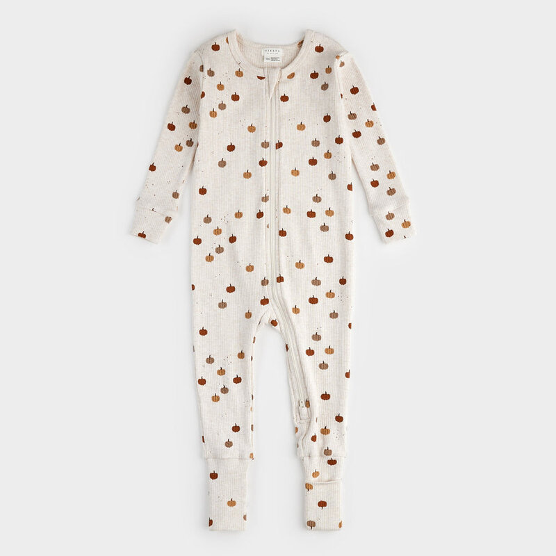 Petit Lem Pumpkin Print on Heathered Oatmeal Convertible Sleeper