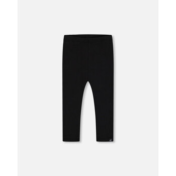 Deux Par Deux Rib Leggings Black (7-10 Y)