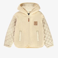 Souris Mini Veste beige à capuchon avec fermeture éclair en sherpa et peluche (7-10 ans)