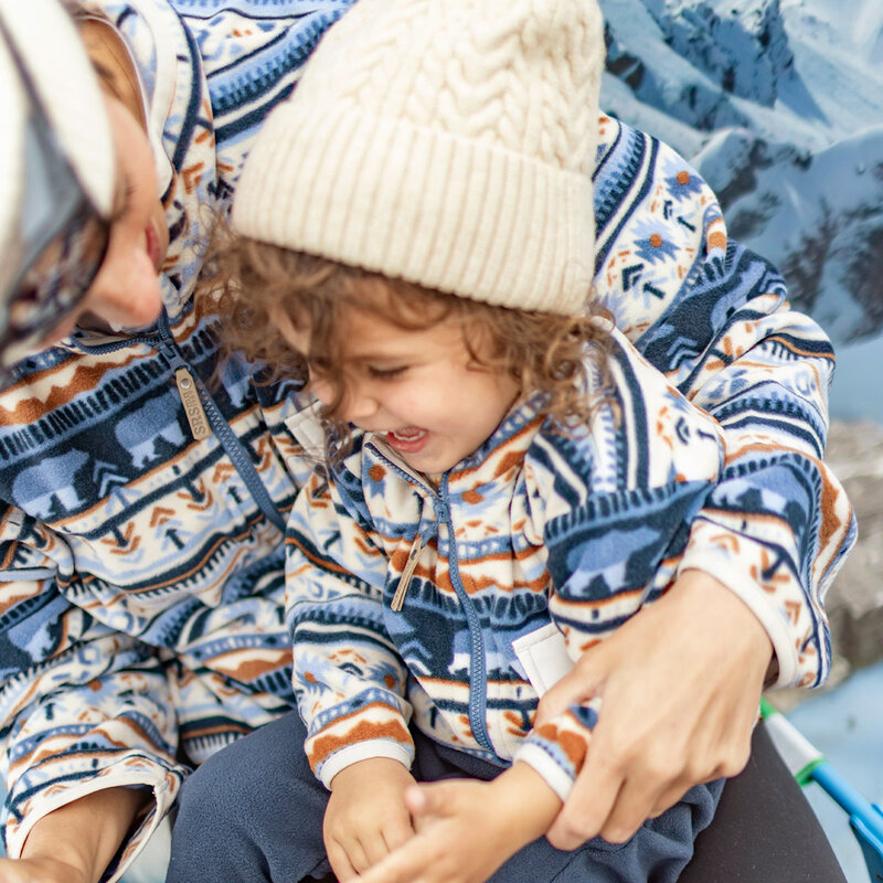 Souris Mini Blue patterned vest in fleece  (6-9m / 2-3 Y)