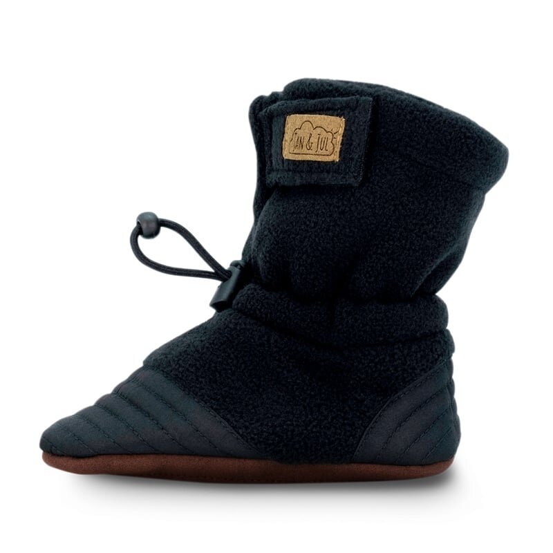 Jan&Jul Baby stay-put cozy booties  - Black (3-12m/18-24m)