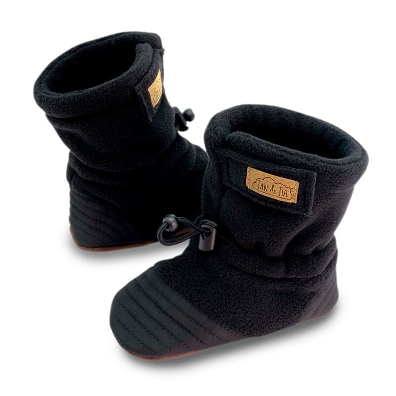 Jan&Jul Baby stay-put cozy booties  - Black (3-12m/18-24m)