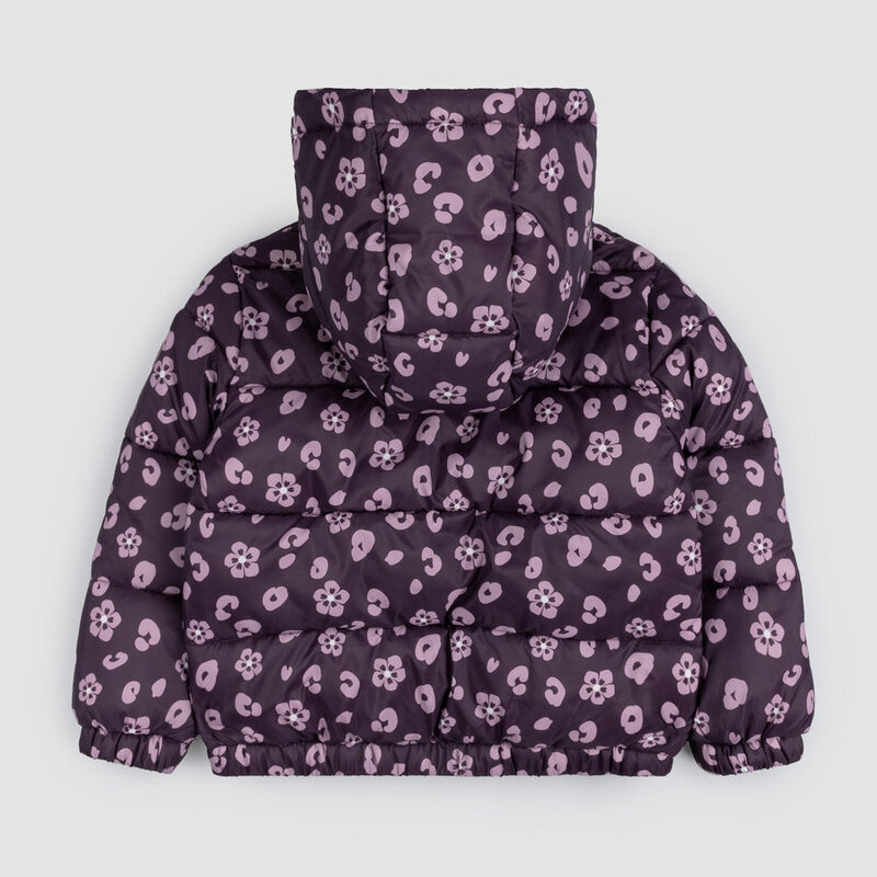 Miles the label Leopard Bloom Print on Grape Hooded Packable (2-10Y)