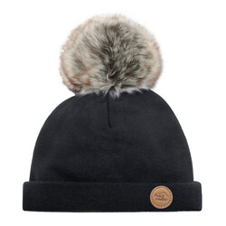 Petit Coulou Baby Beanie with pompom - Onyx (0-6m)