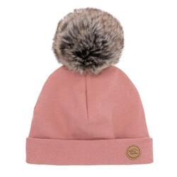 Petit Coulou Baby Beanie with pompom - Blush (0-6m)