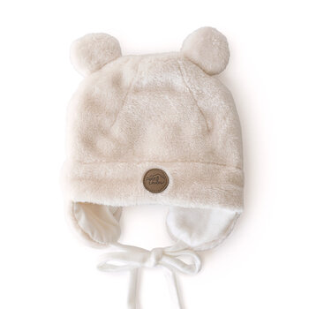Petit Coulou Teddy bear hat for babies - Cream (6-12m)