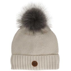 Calikids Knit Soft Touch Hat with pompom - Almond (9-24m/2-5y)