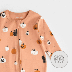 Petit Lem Spooky Season Print on Apple Blossom Sleeper (NB/24m)
