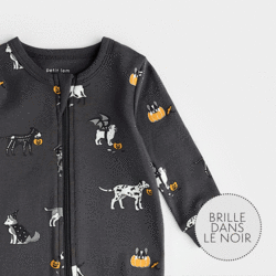 Petit Lem Howl-oween Print on Asphalt Sleeper (NB/24m)