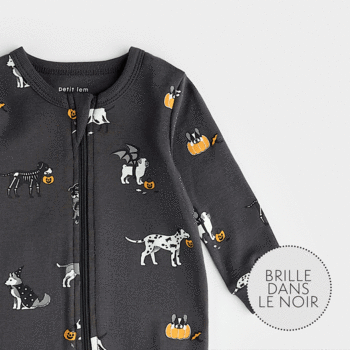Petit Lem Howl-oween Print on Asphalt Sleeper (NB/24m)