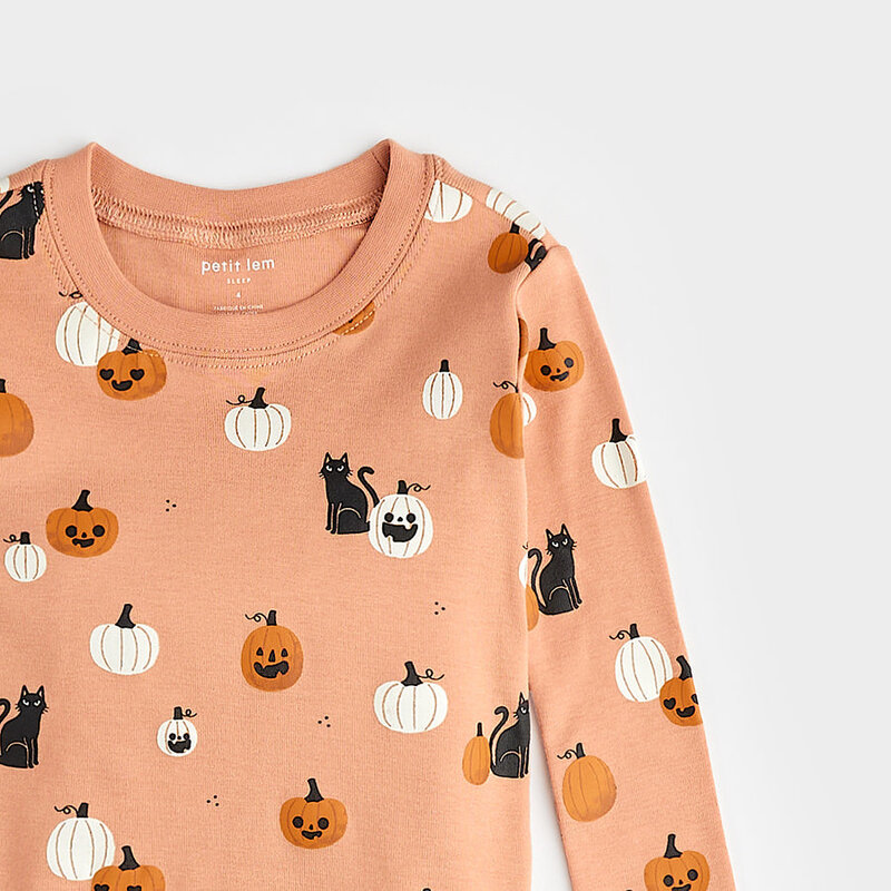 Petit Lem Ensemble pyjama fleur de pommier à imprimé de citrouilles (2ans/6x)