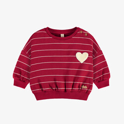 Souris Mini Red brushed french fleece striped sweater (0-3m / 12-18m)
