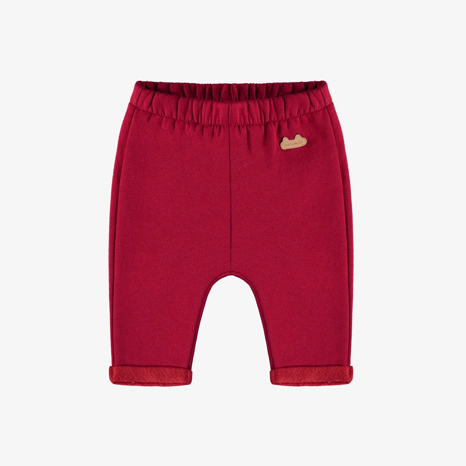 Souris Mini Red brushed french fleece pants loose fit (0-3m / 12-18m)