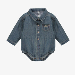 Souris Mini Long-sleeved denim shirt in medium blue (0-3m / 12-18m)