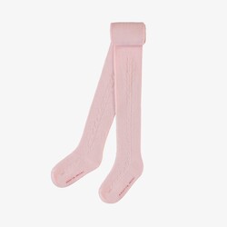 Souris Mini Plain soft pink tights with pointel details (3-4y/10-12y)