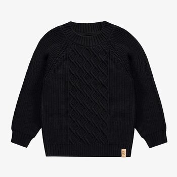 Souris Mini Black knitted sweater with braided pattern (7/8y)