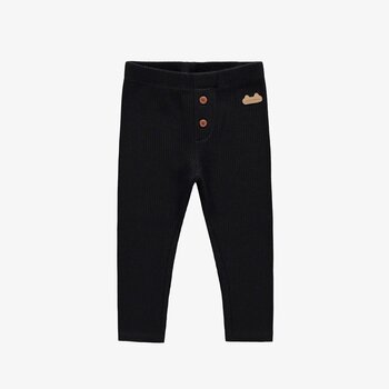 Souris Mini Black irregular rib knit legging (9-12m/2-3y)