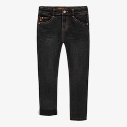 Souris Mini Black slim fit denim pants with visible stitching (7/10y)