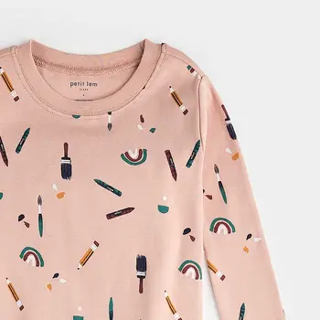 Petit Lem Ensemble pyjama rose vintage à imprimé arts plastiques (2ans/6x)
