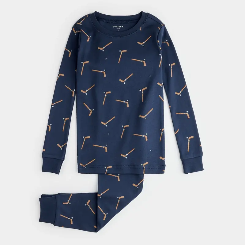 Hockey Stick Print on Blueberry PJ Set Hockey Stick Print on Blueberry PJ Set