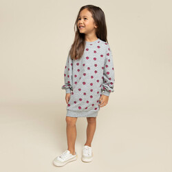 Miles the label Cheer Pom Poms Print on Heather Grey Sweatshirt Dress (2-8y)