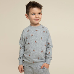 Miles the label Football Print on Heather Grey Sweatshirt (3-8y)