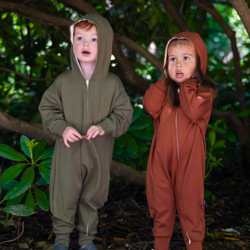 Belan . J Hooded Zipper Jumpsuit - Basil/Pine (6-12m/12-18m)