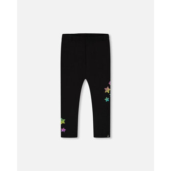 Deux Par Deux Leggings Black Printed Stars (7/10y)