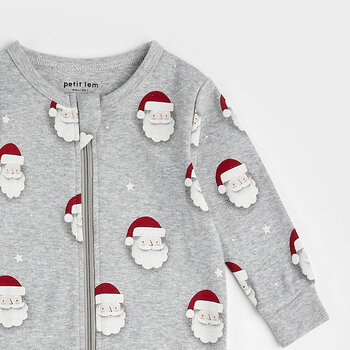 Petit Lem Dormeuse gris chiné à imprimé «Père Noël»